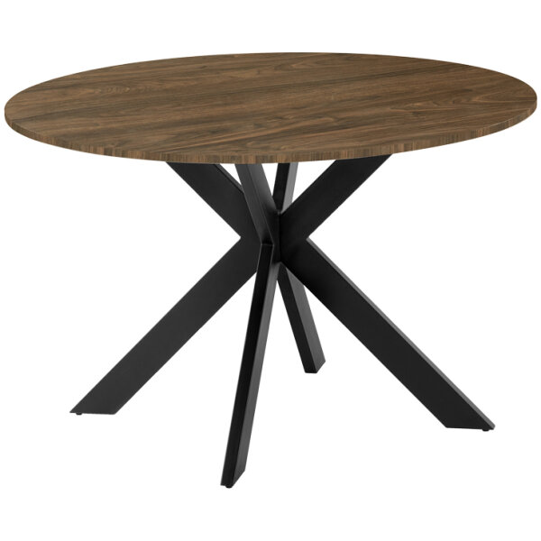 Τραπέζι Jeston  MDF καρυδί-πόδι μαύρο μέταλλο Φ120x75εκ
