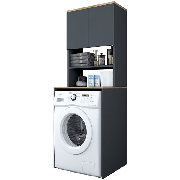 Έπιπλο πλυντηρίου Rasmus  ανθρακί-φυσικό 65x60x183.6εκ.
