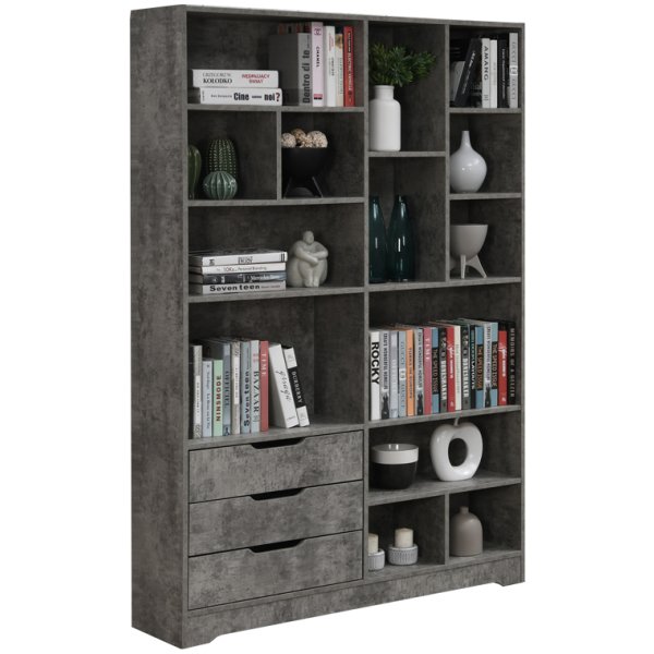 Βιβλιοθήκη Lucinda  γκρι oak 120x29.8x180.5εκ