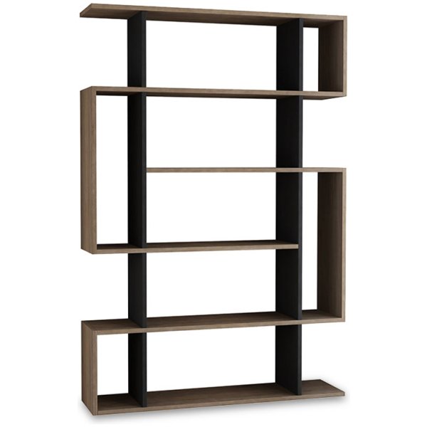 Βιβλιοθήκη MITO  σε χρώμα φυσικό-ανθρακί 108,5x25,5x161εκ