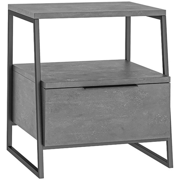 Κομοδίνο Johana  μαύρο-γκρι antique 45x40x50εκ