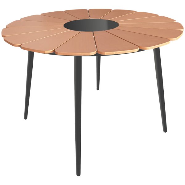 Τραπέζι Pinap  μαύρο αλουμίνιο και plywood σε φυσική απόχρωση Φ110x74εκ