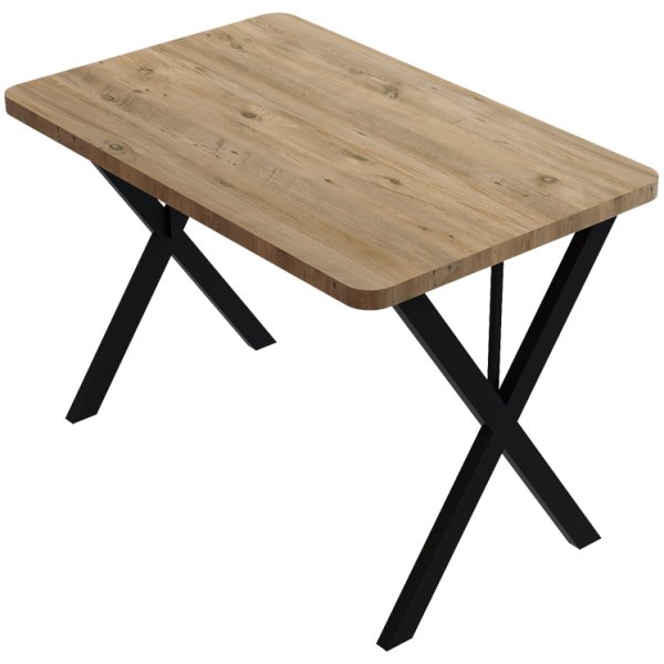 Τραπέζι Zeryin  oak μελαμίνης-μαύρο μέταλλο 110x70x75εκ