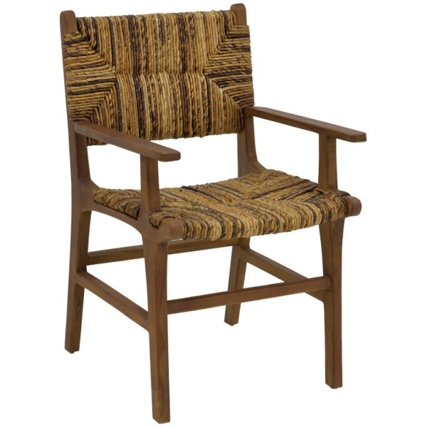 Πολυθρόνα Refane  φυσικό teak ξύλο-ψάθα 55x60x85εκ
